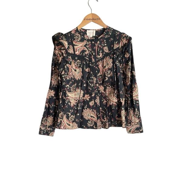 Sezane Meadow Floral Blouse Black Multi - Picture 2 of 16